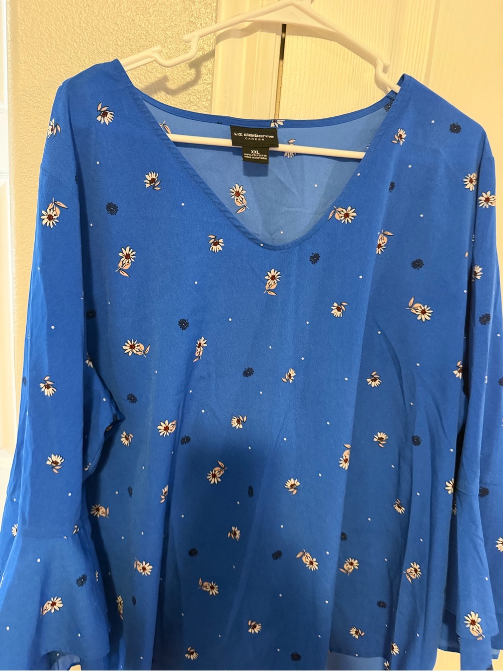 Liz Claiborne Royal Blue Floral Blouse